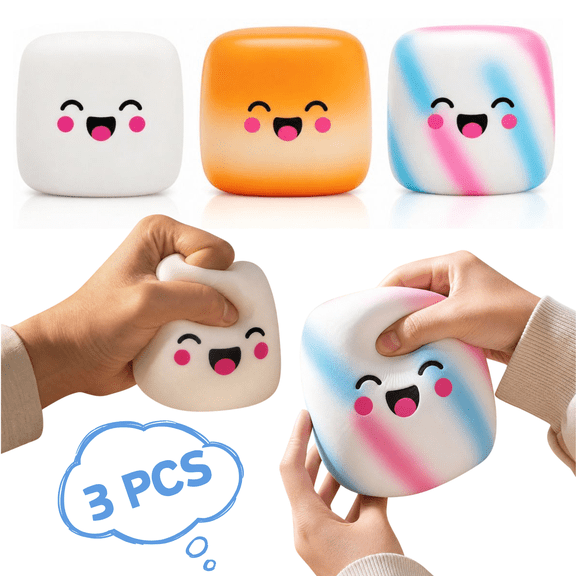 3 PCS Squishy Marshmallow- 10 cm Ultra-Soft Slow Rising Jumbo Squishy Marshmallow, Stress Relief Toy for Adults, Focus & Relaxation