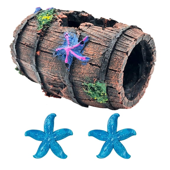 3 PCS Star Fish Broken Barrel Decor Resin Betta Tank Accessories Ornaments for Cave Hide Decorations