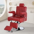 thumbnail image 1 of Barber Chairs for Barbershop, Hydraulic Barber Chair 360° Swivel Reclining, Adjustable PU Leather Beauty Styling Salon Chair for Barbershop Spa Red/Silver, 1 of 7