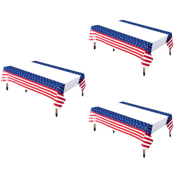 3 PCS Tablecloths Square Independence Day Tablecloth Banner Decoration 220X130CM