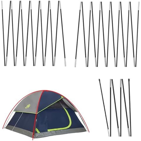 3 PCS Tent Poles Replacement for Coleman 4 Person Sundome Camping Tent, Camping Tent Accessories for Coleman Sundome Tent, Pre-Assembled Replacement Poles$$Sport & Recreation Other
