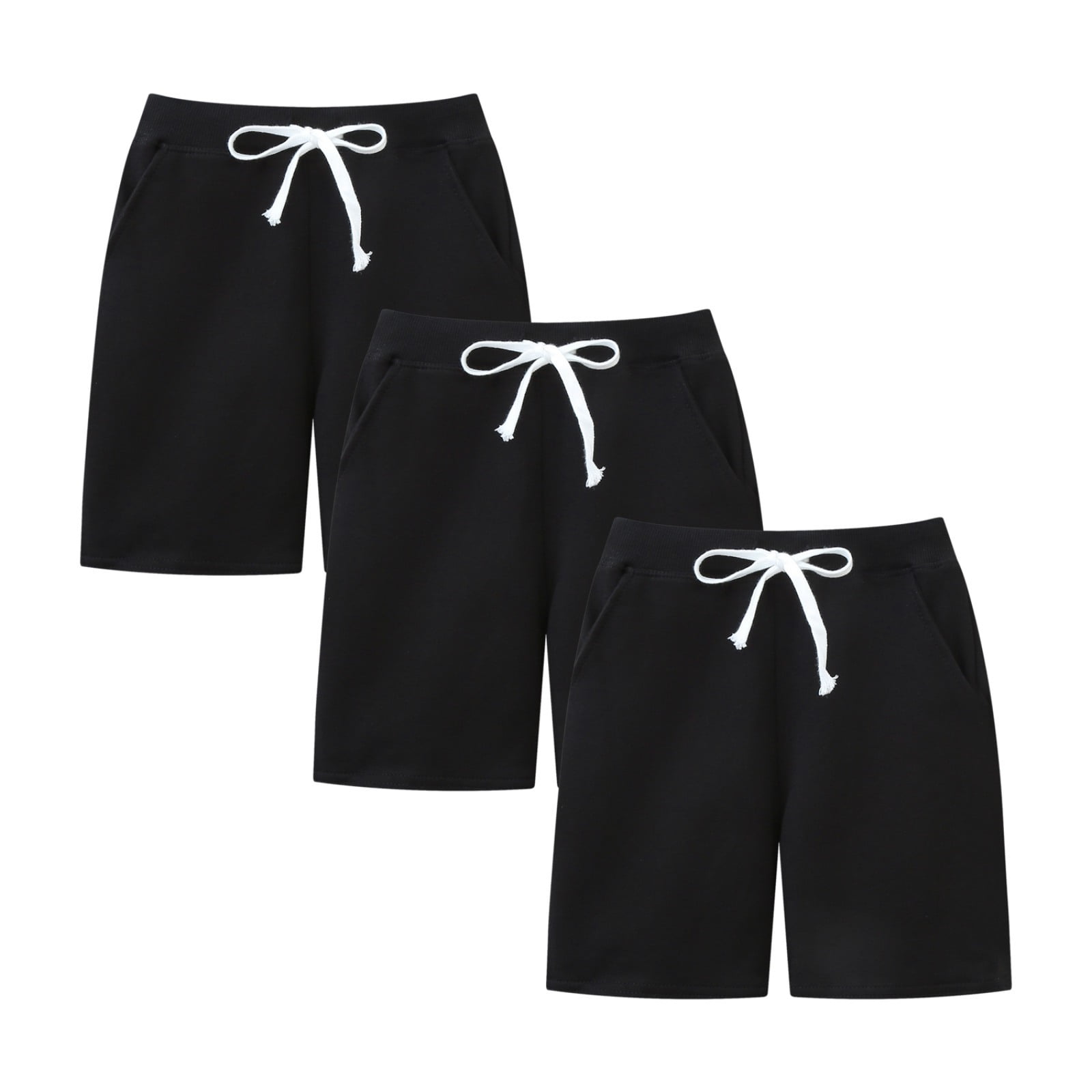 Kids Boys Shorts Solid Colored Active Casual Cotton 4-13 Years Spring Black