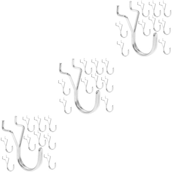 3 PCS Tool Hook Garage Hooks Macrame Plant Hanger Heavy Duty Clothes Rack Silver