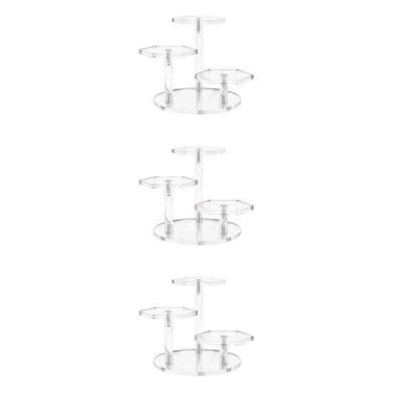 3-Pack Clear Ladder Display Rack Organizers with Trays for Model Showcasing and Storage