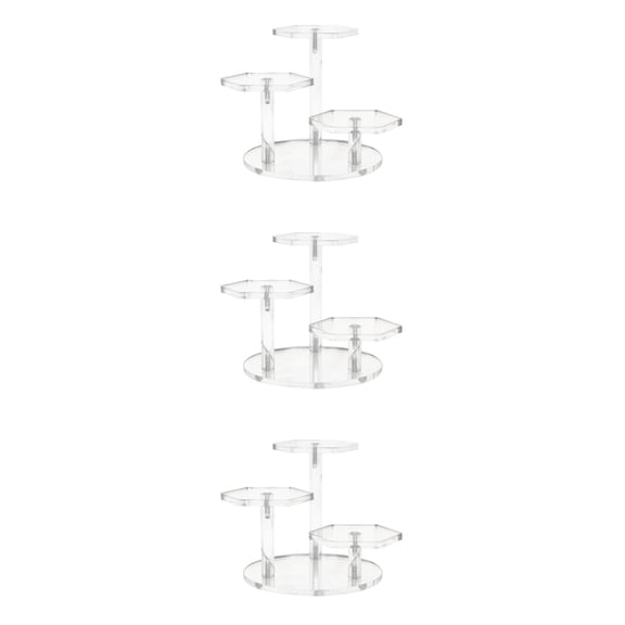 3-Pack Clear Ladder Display Rack Organizers with Trays for Model Showcasing and Storage