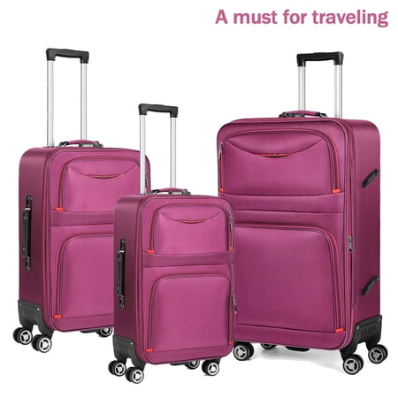 3 PCS Travel Luggage Set Expandable Softshell Suitcase Spinner Carry-on Trolley