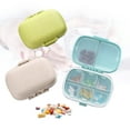 thumbnail image 1 of 3 PCS Travel Pill Organizer Portable 8 Compartments Daily Pill Case Medicine Vitamin Holder Moisture Proof Small Pill Container Box for Pocket Purse (Wheat Color, Blue, Green), 1 of 9