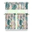 thumbnail image 1 of 3 PCS Tropical Floral Kitchen Curtains - Boho Garden Print Rod Pocket Curtains, 1 of 5