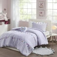thumbnail image 1 of 3 PCS Twin Tassel Comforter Set with Heart Shaped Throw Pillow Lavender, 1 of 9