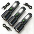 thumbnail image 1 of 3 PCS Ultra Bright Rechargeable Flashlights, 5300 High Lumens Tactical Flashlight with 6 Modes,  Adjustable Flash Light , USB-C Rechargeable, Aluminum Flashlights for Home Emergency, Hurricane- Black, 1 of 7