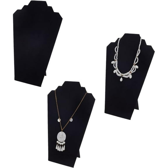 3 PCS Velvet Necklace Chain Stand Black 12.2inch Height Jewellery Holder Chain Holder Stand Paperboard Necklace Display Stands Bust Display Stands for Hanging Chains Necklaces