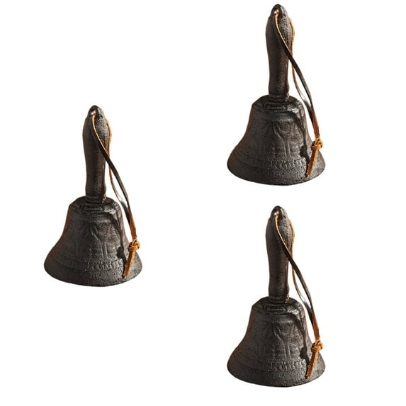 3 PCS Vintage Hand Bell Rustic Bells Cow Christmas Decor Baby