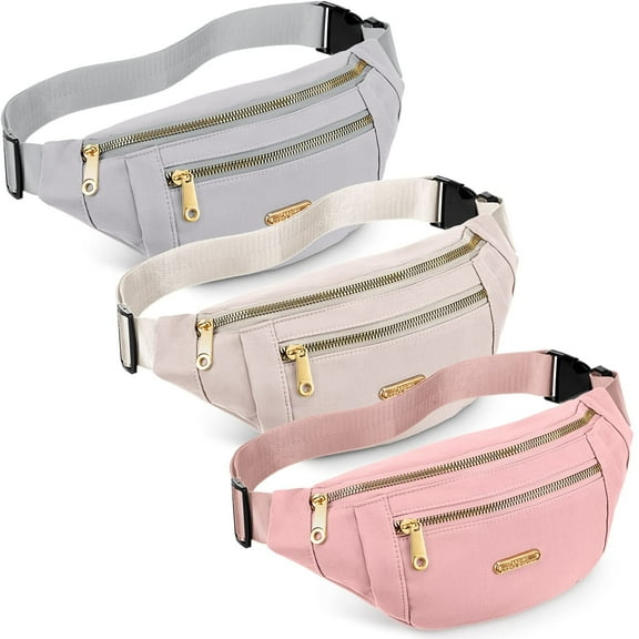 3 PCS Waterproof Fanny Packs Waist Pack w/ Adjustable Strap for Running Exercise