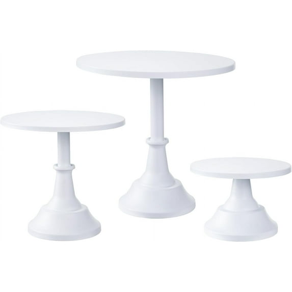 3-PCS White Cake Stand Set (8"/10"/12" Plate) for 6-10 Inch Cakes, Perfect Dessert Table Display Set, Cupcake&Cake Stands for Party, Wedding, Birthday, Baby Shower, Anniversary (Metal)