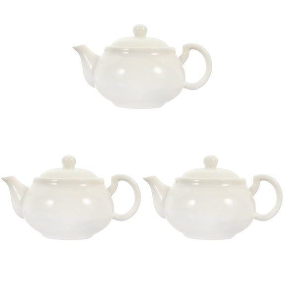 3 PCS White Porcelain Tea Set Ceramic Teapot Bone China Kettle Cups Floral Drinking Supply Chinese Travel