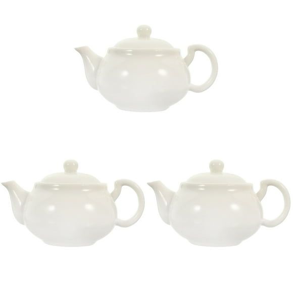 3 PCS White Porcelain Tea Set Ceramic Teapot Bone China Kettle Cups Floral Drinking Supply Chinese Travel