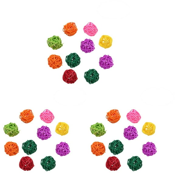 3 PCS Willow Balls Guinea Pig Willow Ball Birds Cage Cockatiel Toys 2.5cm