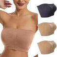 thumbnail image 1 of 3 PCS Wireless Tube Bras Womens Push-Up Strapless Bandeau Bra Non Slip Padded Seamless Bralettes(Gray 40BC), 1 of 7