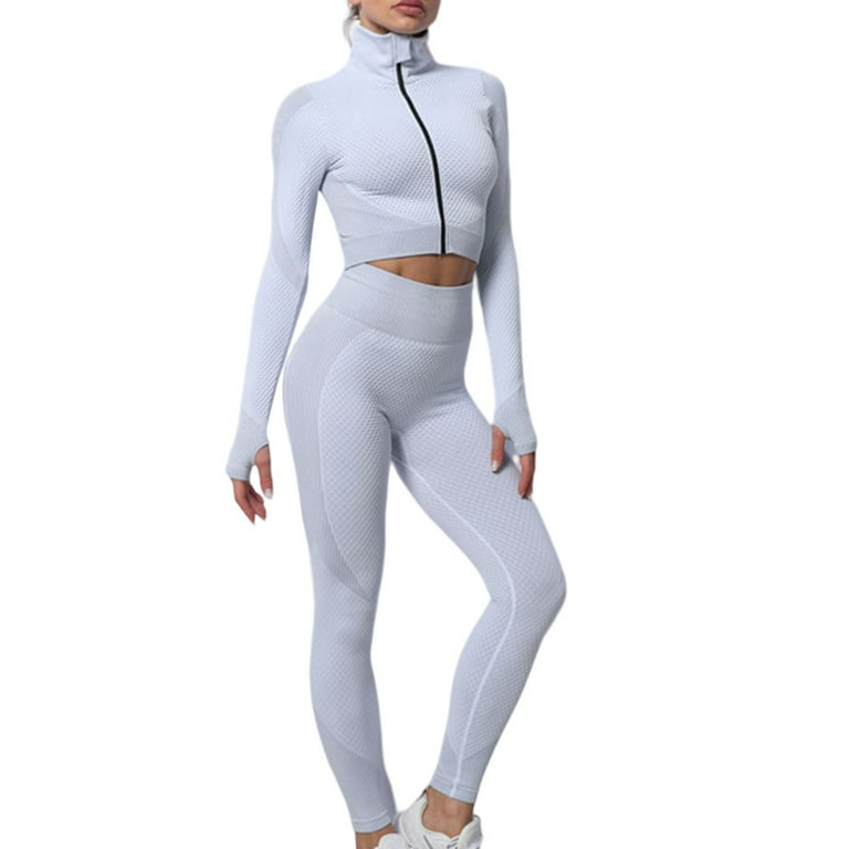 Women 3pcs Yoga Sets Fitness sportswear Suit Long Sleeve Zipper