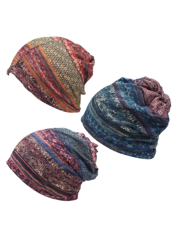 3 PCS Women's Slouchy Beanie Hat, Chemo Caps Cancer Headwear Hats Boho Turban Baggy Sleeping Cap Scarf Fashion Accessories, Fit for Daily Casual Wear, Hiking, Outdoor Activities