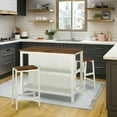 thumbnail image 1 of 3 PCS Wood Dining Table Set Rustic Retro Stools with Open Shelves Cream White, 1 of 5