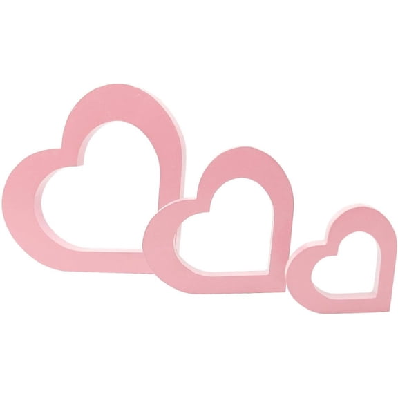 3 PCS Wooden Heart Shape Table Signs Love Decor for Home Farmhouse Table Centerpiece Decorations Tiered Tray Decoration，Valentines Day