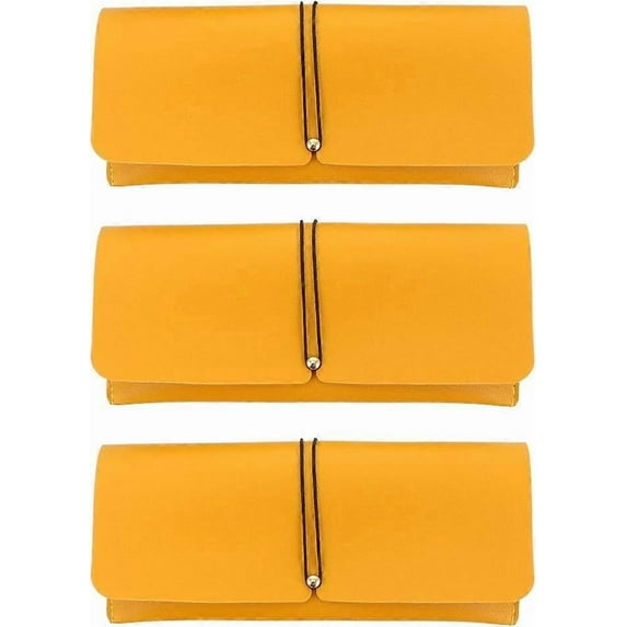 3 PCS Yellow Glasses Storage Bags Glasses Case Bag Leather Sunglasses Case Portable Glasses Container PVC Leather Travel Glasses Storage Box