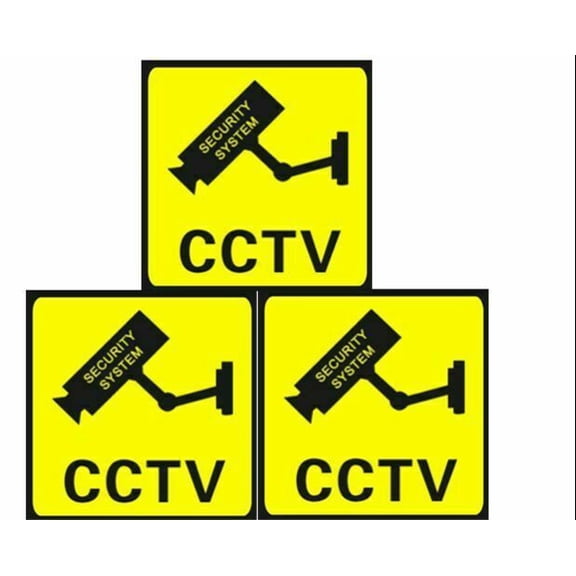 3 PCS Yellow and Black Warning Decals Signs Home CCTV Surveillance Security Camera Sticker TAPDRA Spare Part