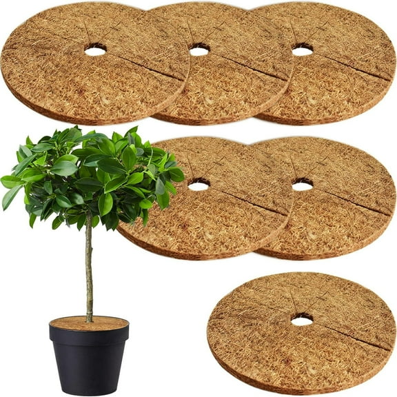 3 PCs / 6 PCs Coconut Fibers Mulch Ring Tree Protector Mat, 7.9 Inch Coco Coir Tree Protection, Tree Ring Mats Tree Disc Plant Cover for Indoor or Outdoor