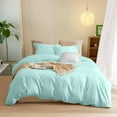 thumbnail image 1 of 3-PCs Duvet Cover Set, Luxury 500-Thread Count Egyptian Cotton Button Closure Quilt Cover - Texas King Size ( 106" x 106" ) Inches, (Aqua Blue), 1 of 4
