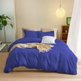 thumbnail image 1 of 3-PCs Duvet Cover Set, Luxury 500-Thread Count Egyptian Cotton Zipper Closure Quilt Cover - Queen Size ( 90" x 90" ) Inches, (Royal Blue), 1 of 4