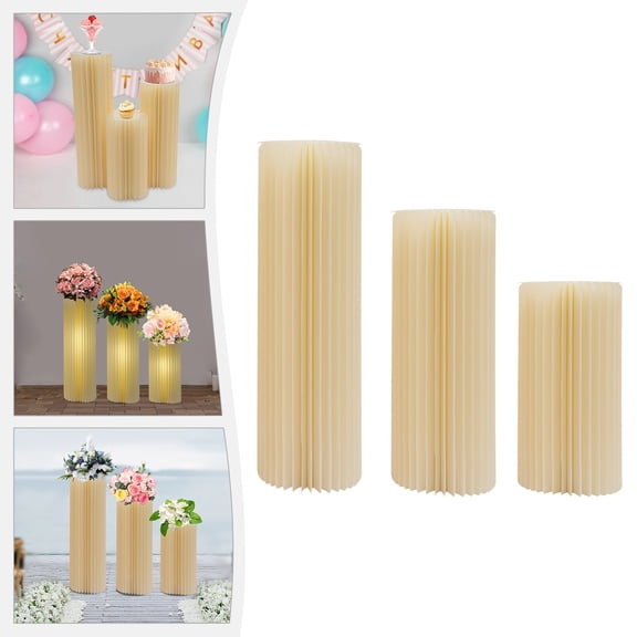 3 PCs Foldable Cardboard Centerpiece Display, Cylinder Flowers Stand, Columns Display for Wedding Party Garden Decoration