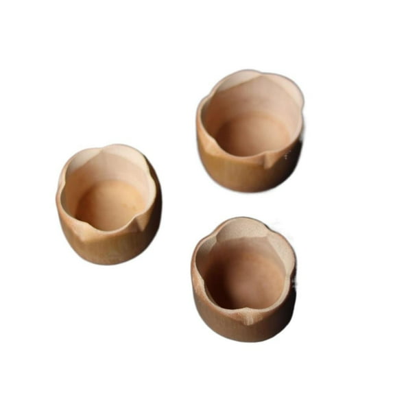 3 PCs Hand-Polished Raw Bamboo Cup Small Cup Bamboo Crafts