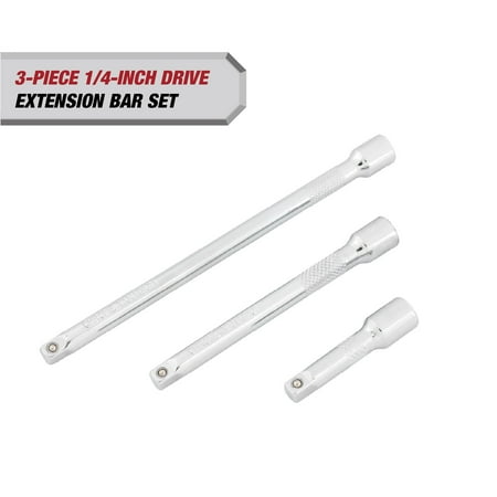 Hyper Tough 1/4-inch Drive Extension Bar Set, 2, 4, & 6-inch