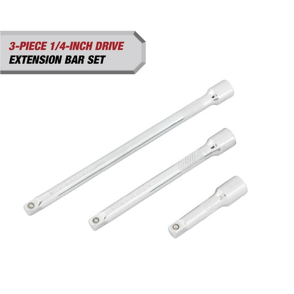 Hyper Tough 1/4-inch Drive Extension Bar Set, 2, 4, & 6-inch