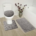 thumbnail image 1 of 3 PIECE GREY ROCK STONE OVAL BATHROOM DESIGN SUPER SOFT COZZY ANTI SLIP WASHABLE INCLUDES : 1 Bath Math 18"X 30" 1 Contour Mat 18"X 18" 1 Lid Cover 18"X 18", 1 of 1