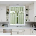 thumbnail image 1 of Gorgeous Home Linen 3pc Kitchen Window Curtain Set Foam Lined Rod Pocket Faux Silk 2 Tiers 1 valance Solid Color Sage Green, 1 of 5