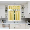 thumbnail image 1 of Gorgeous Home Linen 3pc Kitchen Window Curtain Set Foam Lined Rod Pocket Faux Silk 2 Tiers 1 valance Solid Color Yellow, 1 of 5