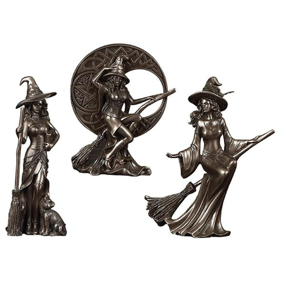 3 PIECES Resin Casting Bronze Abstract Figurines Novelty Wizard Sculpture Home Shelf Table Statue Decor Decoration
