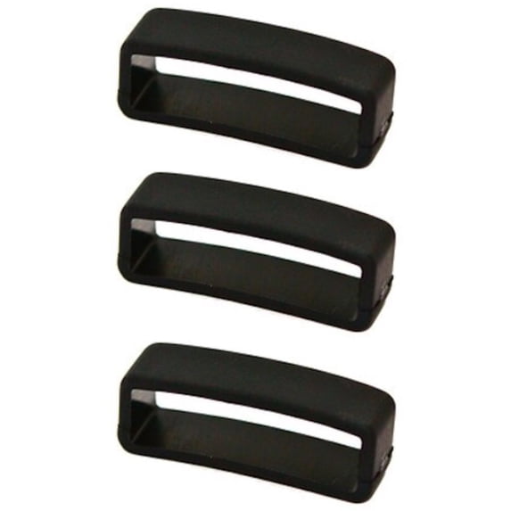 3 PIECES SIZE 22MM BLACK RUBBER CUIR DE LYON REPLACEMENT WATCH BAND STRAP LOOPS