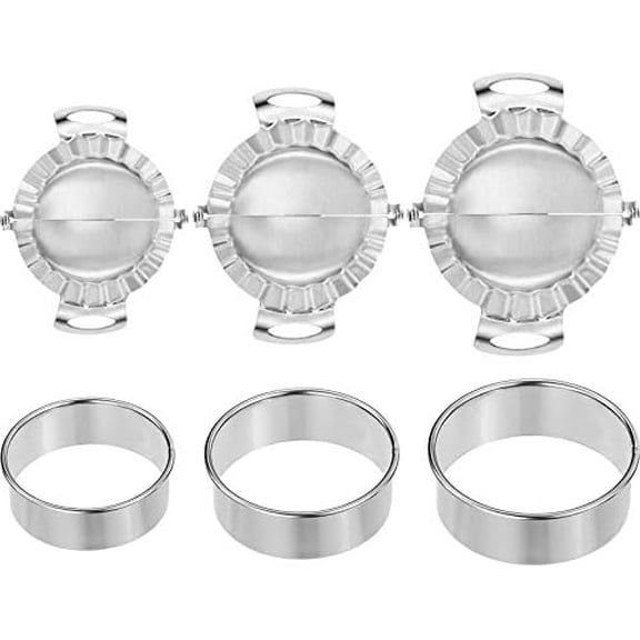 3 PIECES dUMPLINGS mAKER dUMPLING pRESS mOLDS WITH 3 pIECES dUMPLING sKIN mAKER IN 9.5 CM/ 8.5 CM/ 8 CM dUMPLING wRAPPER cUTTER pIE rAVIOLI eMPANADAS pRESS mOLD FOR kITCHEN