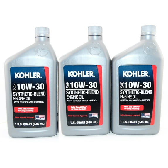 3 PK 10W30 Kohler Engine Synthetic Blend Oil 1 Quart Bottles