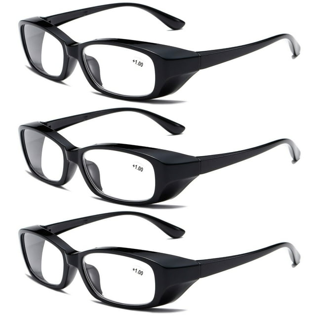 3 PK Clear Lens Mens Black Frame Reading Glasses Heavy Duty Readers for ...
