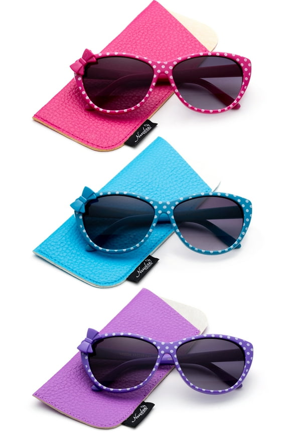 3 PK Kyra Plastic Polka Dot Bow Fashion Sunglasses for Kids