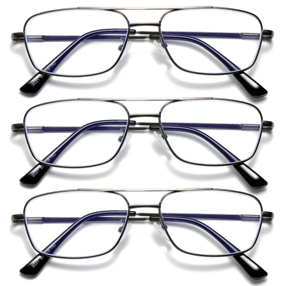 3 PK Mens Retro Aviator Reading Glasses Metal Frame Blue  display picture 3