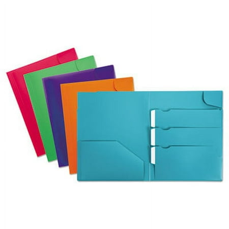 3 PK,Oxford Divide It Up Four-Pocket Poly Folder, 110-Sheet Capacity, 11 x 8.5, Randomly Assorted Colors (99837)