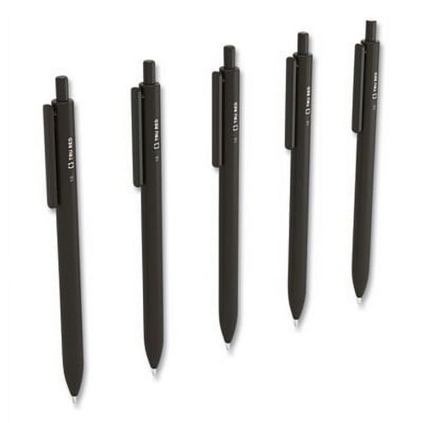 Quick Dry Gel Pen, Retractable, Bold 1 mm, Black Ink, Black Barrel, 5/Pack