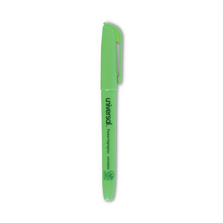 Pocket Highlighters, Fluorescent Green Ink, Chisel Tip, Green Barrel, Dozen Pocket Highlighters, Fluorescent Green Ink, Chisel Tip, Green Barrel, Dozen
