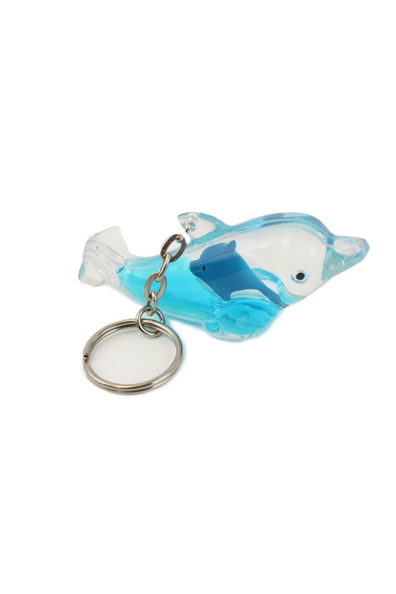 3" PLASTIC DOLPHIN KEYCHAIN WITH BABY