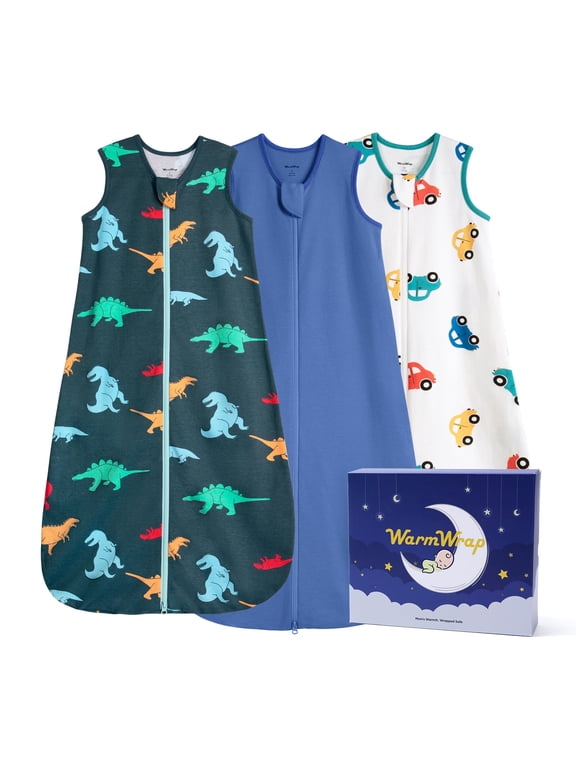 Baby Sleep Sack 0-6 Months 0.5 TOG Lightweight Summer 100% Cotton Breathable Wearable Blanket with 2-Way Zipper, 3 Pack